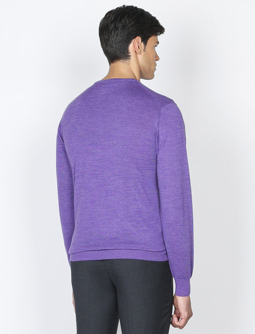 Maglia girocollo in lana merinos |Colore:Viola