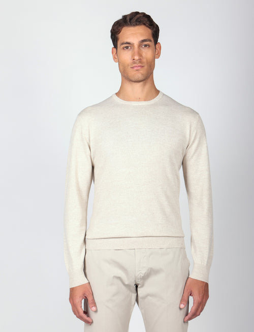 Maglia girocollo in lana merinos |Colore:Panna