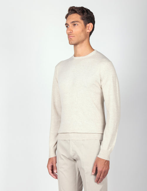 Maglia girocollo in lana merinos |Colore:Panna
