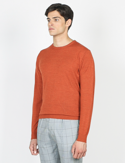Maglia girocollo in lana merinos |Colore:Arancio