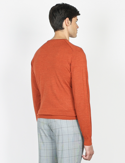 Maglia girocollo in lana merinos |Colore:Arancio