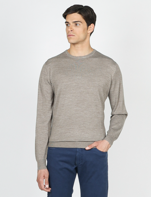 Maglia girocollo in lana merinos |Colore:Fango