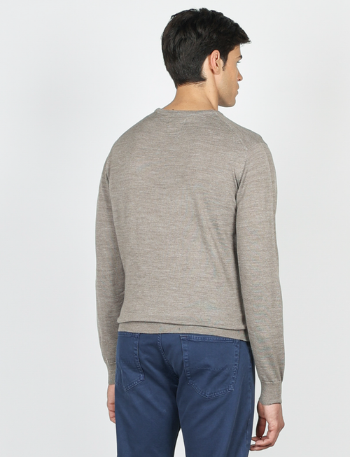 Maglia girocollo in lana merinos |Colore:Fango