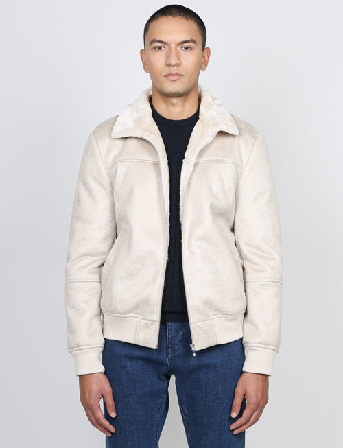 Giubbino in eco montone effetto scamosciato