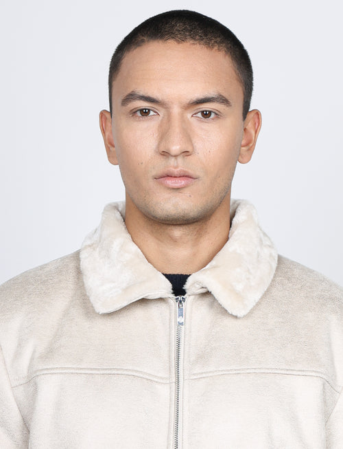 Giubbino in eco montone effetto scamosciato