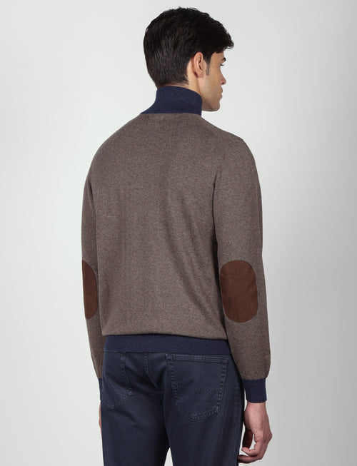 Maglia mezza zip in cotone e lana