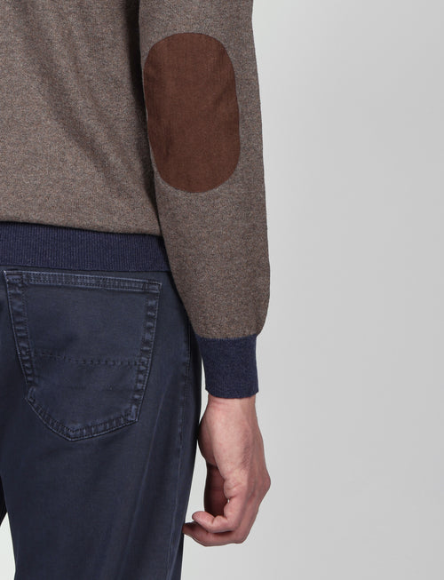 Maglia mezza zip in cotone e lana