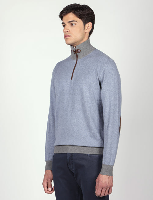 Maglia mezza zip in cotone e lana