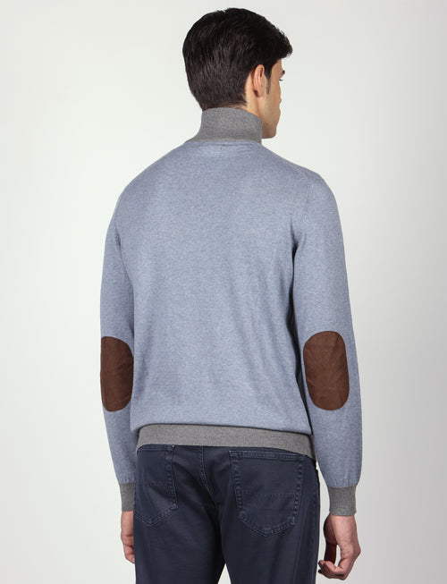 Maglia mezza zip in cotone e lana