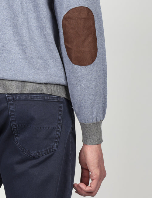 Maglia mezza zip in cotone e lana