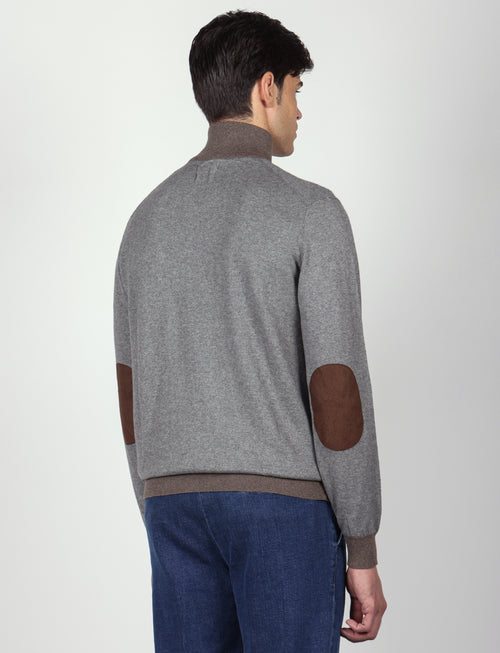 Maglia mezza zip in cotone e lana