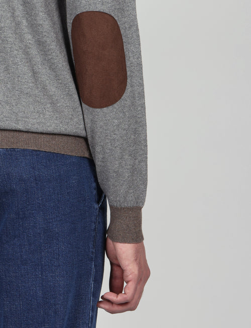 Maglia mezza zip in cotone e lana