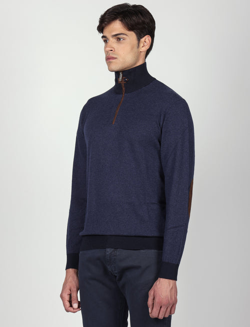 Maglia mezza zip in cotone e lana