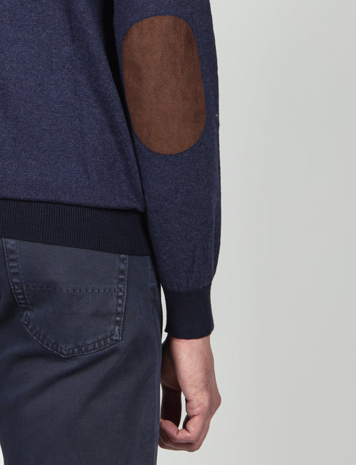 Maglia mezza zip in cotone e lana