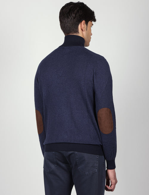 Maglia mezza zip in cotone e lana