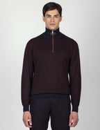 Maglia mezza zip in cotone e lana |Colore:Bordo