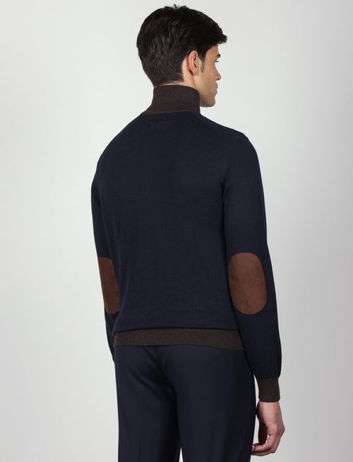 Maglia mezza zip in cotone e lana