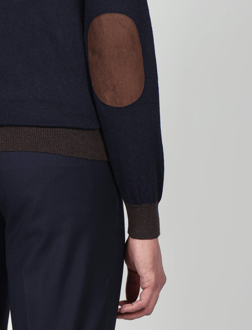 Maglia mezza zip in cotone e lana