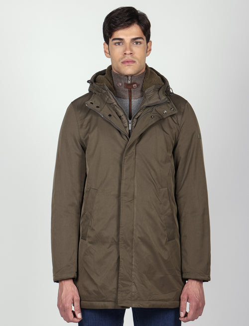 Parka imbottito con pettorina e cappuccio |Colore:Verde militare