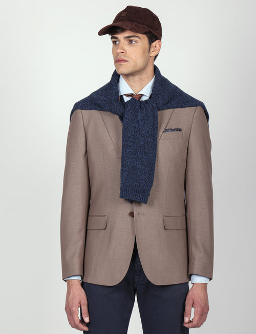 Giacca tinta unita  in tessuto dobby