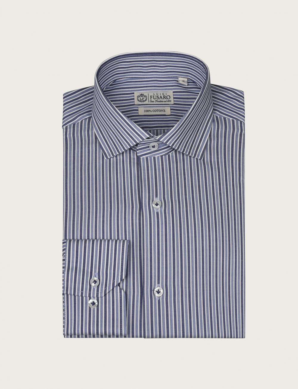 Camicia a righe bicolore in puro cotone