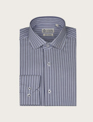 Camicia a righe bicolore in puro cotone