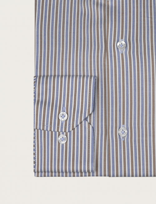 Camicia a righe bicolore in puro cotone