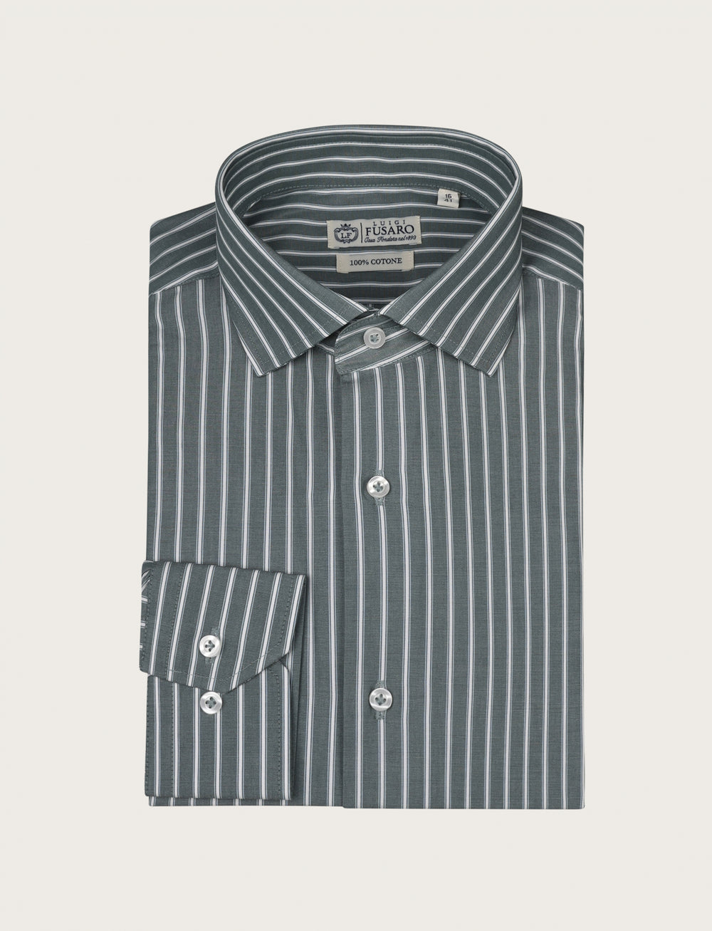 Camicia a fascia bicolore in cotone