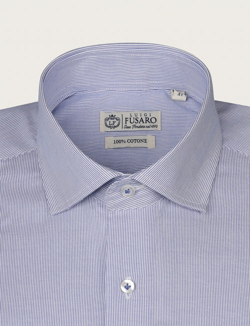 Camicia in cotone a righino fine