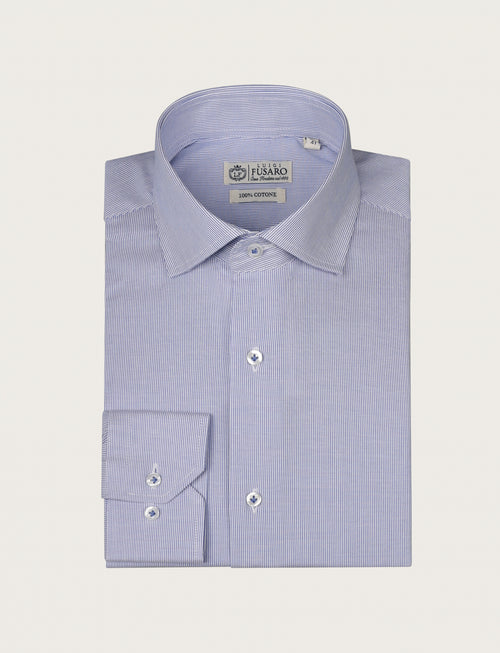 Camicia in cotone a righino fine