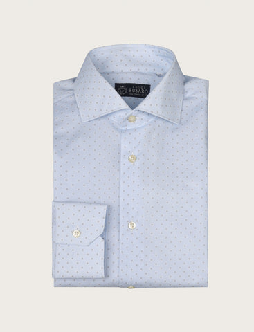 Camicia in cotone stretch micro disegno geometrico