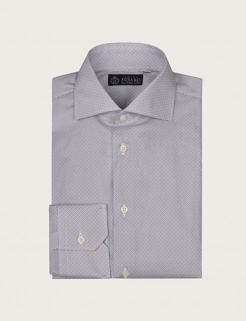 Camicia in cotone stretch micro disegno geometrico
