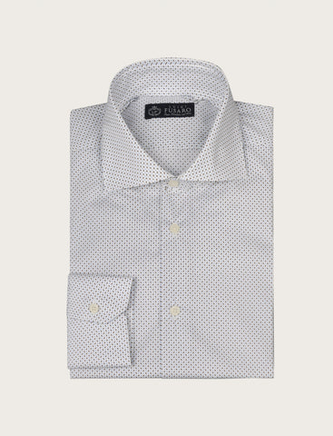 Camicia in cotone stretch a micro fantasia