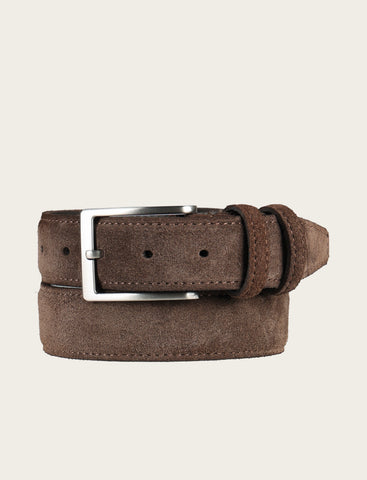 Cintura in pelle scamosciata con fibbia in metallo