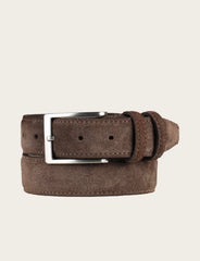 Cintura in pelle scamosciata con fibbia in metallo