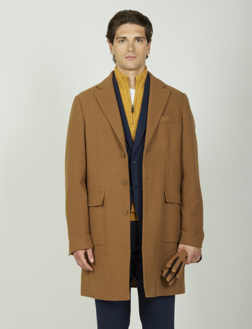 Cappotto in lana tessuto nido d'ape