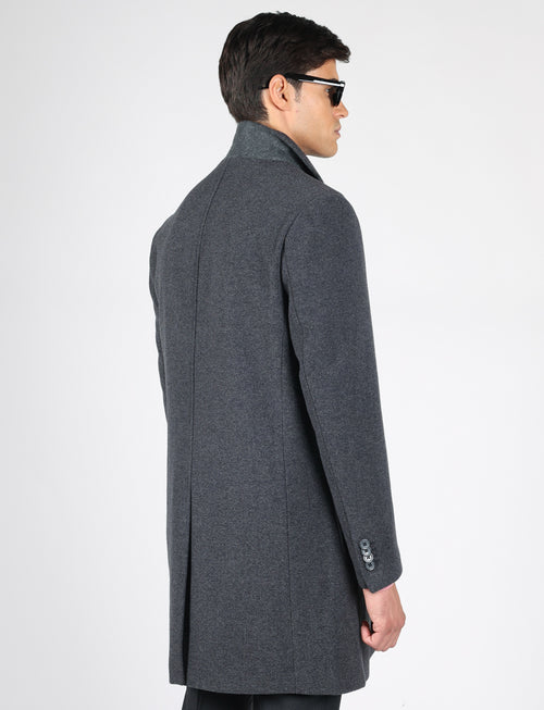 Cappotto in lana tessuto nido d'ape