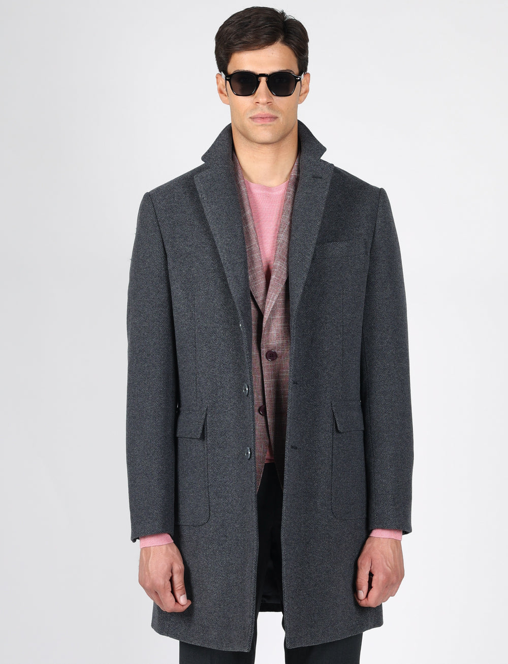 Cappotto in lana tessuto nido d'ape