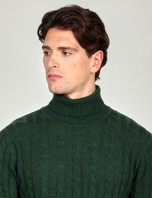 Dolcevita a trecce in lambswool |Colore:Verde inglese