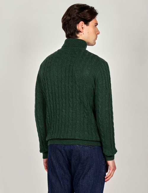 Dolcevita a trecce in lambswool |Colore:Verde inglese