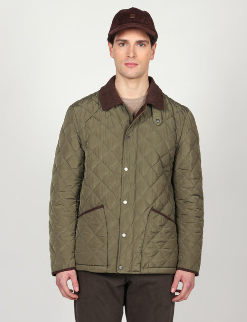 Giacca trapuntata con dettagli in velluto|Colore:Verde
