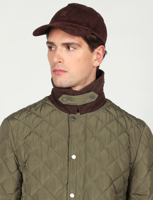 Giacca trapuntata con dettagli in velluto|Colore:Verde