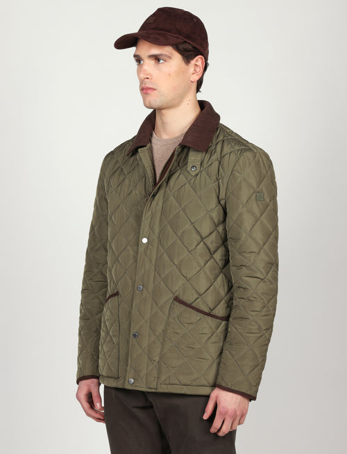 Giacca trapuntata con dettagli in velluto|Colore:Verde