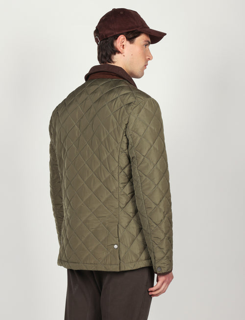 Giacca trapuntata con dettagli in velluto|Colore:Verde