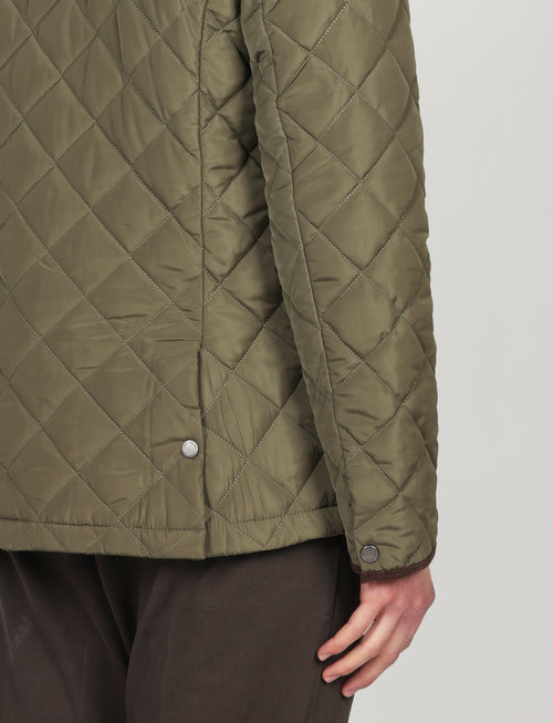 Giacca trapuntata con dettagli in velluto|Colore:Verde