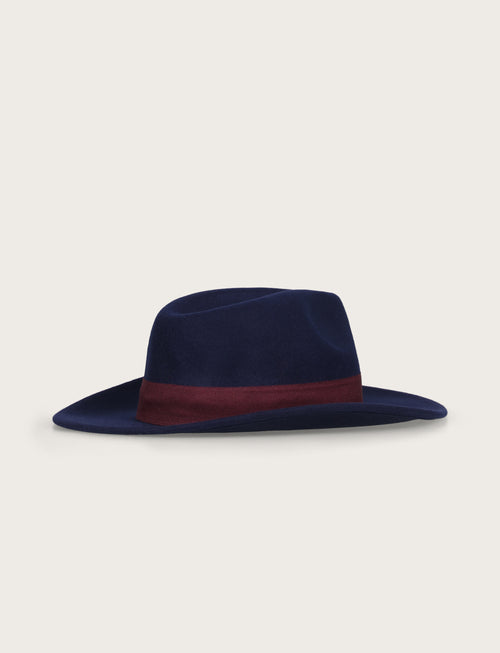 Cappello Fedora in  lana con fascia a contrasto