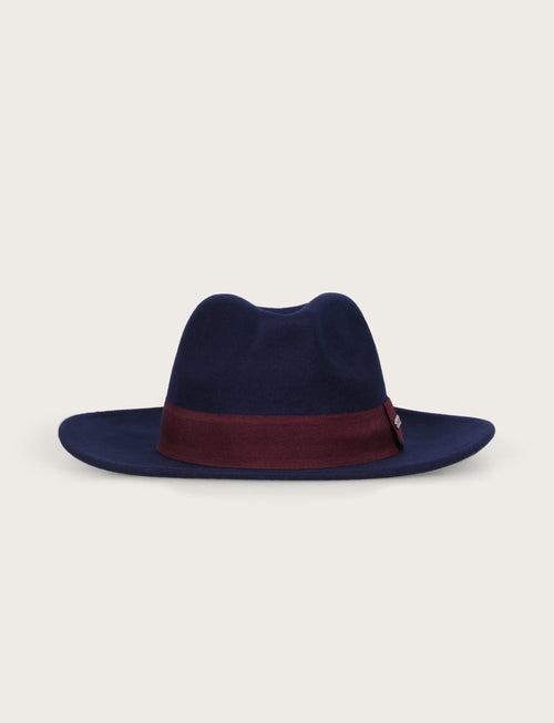 Cappello Fedora in  lana con fascia a contrasto