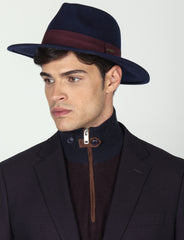 Cappello Fedora in  lana con fascia a contrasto