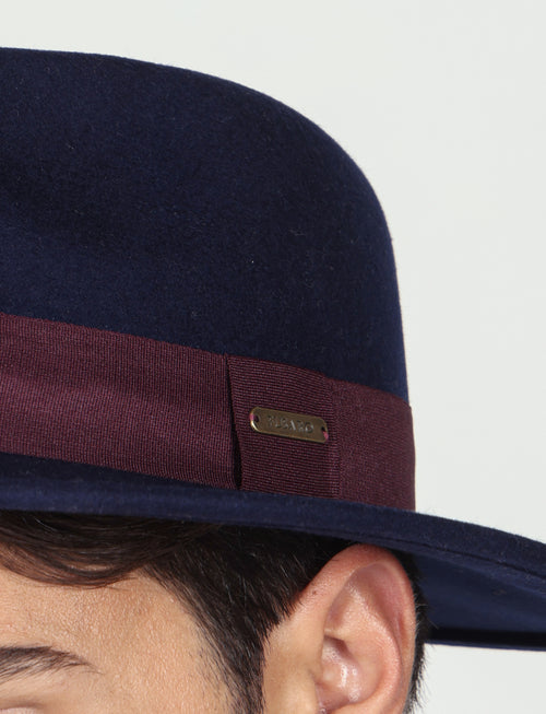 Cappello Fedora in  lana con fascia a contrasto