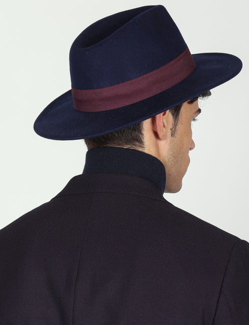 Cappello Fedora in  lana con fascia a contrasto